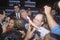 Former President Bill Clinton shakes hands at a Presidential rally for Gore/Lieberman on November 2nd of 2000 in Baldwin Hills, Ca