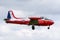 Former Royal Air Force Hunting P-84 Jet Provost T.3A XM479 G-BVEZ jet trainer aircraft on approach to land a RAF Waddington.