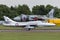 Former Royal Air Force RAF Hawker Hunter T.7 XL577 G-XMHD jet trainer aircraft operated by the Midair Squadron.