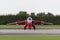 Former Royal Air Force RAF Red Arrows aerobatic display team Folland Gnat T Mk.1 jet trainer aircraft of the Gnat display team.