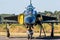 Former Swedish Air Force Saab 37 Viggen fighter jet at Kleine-Brogel Airbase. Belgium - September 14, 2019