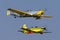 Former Swiss Air Force F+W C-3605 Schlepp target towing aircraft used to train pilots in aerial gunnery flying in formation with a