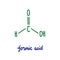 Formic acid hand drawn vector illustration formula chemical structure green blue