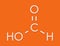 Formic acid molecule. Present in ant venom and in stinging nettle. Skeletal formula.