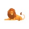 Formidable lion lying, wild predatory animal vector Illustration on a white background