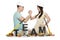 Forming a team: Joyful man and woman building team-word.