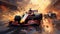 Formula 1 F1 cars, sleek and aerodynamic, compete fiercely on the racetrack, leaving a blur of speed and intensity in their wake