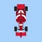 Formula 1 race car sport vector icon top view. Speed auto f1 champion red vehicle. Bolide rally prix flat game transport