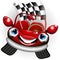 Formula 1 Racing Car Cute Happy Cartoon Character