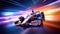 Formula 1, Racing car at high speed. Motor sports competitive team racing wit motion blur background. Generative Ai