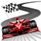 Formula 1 Red Race Running on Gran Prix Circuit for World Championship vector illustration