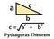 The formula and calculation of Pythagoras Theorem white backdrop