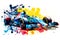 formula one race red car on watercolor rainbow splash, isolated on white. Neural network generated art