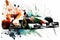 formula one race red car on watercolor rainbow splash, isolated on white. Neural network generated art