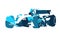 Formula racing car, abstract blue illustration