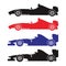 Formula racing car, abstract vector silhouette side view. white background