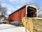 Forry\\\'s Mill Covered Bridge in the winter of the Amish countryside of Lancaster, PA