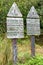 Fort Amherst Newfoundland Canada, September 19 2022: East Coast Trail hiking markers at a trailhead near St. John\\\'s.