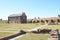 Fort Clinch has an expansive open space leading to the walls and cannon