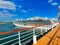 Fort Lauderdale - December 1, 2019: Upper deck of Holland America cruise ship Eurodam