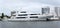 Fort Lauderdale, Florida, U.S.A - January 3, 2020 - A white multi-million dollar luxury boat on the bay