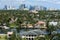 Fort Lauderdale skyline and adjacent waterfront homes