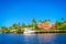 FORT LAUDERDALE, USA - JULY 11, 2017: Beautiful house in the horizont with a riverwalk promenade, highrise condominium