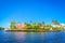 FORT LAUDERDALE, USA - JULY 11, 2017: Beautiful house in the horizont with a riverwalk promenade, highrise condominium