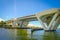 FORT LAUDERDALE, USA - JULY 11, 2017: Nice view of an opened bridge raised to let ship pass through at harbor in Fort