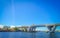 FORT LAUDERDALE, USA - JULY 11, 2017: Nice view of an opened bridge raised to let ship pass through at harbor in Fort