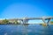 FORT LAUDERDALE, USA - JULY 11, 2017: Nice view of an opened draw bridge raised to let ship pass through at harbor in