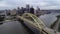 Fort Pitt Bridge in Pittsburgh, Pennsylvania. Traffic in Foreground, Cityscape with Skyscapers in Background I