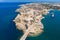 Fort Ricasoli aerial view. Island of Malta from above. Bastioned fort built by the Order of Saint John in Kalkara, Malta.