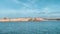 Fort Rikazli or Fort Ricasoli, Kalkara view from the sea. Gladiator arena in the middle of the fortress. Slow motion