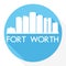 Fort Worth Texas Flat Icon Skyline Silhouette Design City Vector Art Famous Buildings.