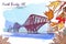 Forth Bridge painted sketch in autumn leaf frame