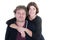 Forties couple posing on white background