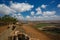Fortifications on the Golan Heights and a view from above of Mount Bental