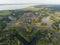 Fortified ancient old historic town of Naarden Vesting overhead aerial drone view of monumental ancient fort at the