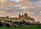 Fortified city Mdina Rabat medieval town enclosed in bastions with epic sunset sky, located on a large hill in the centre of Malta