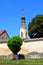 Fortified medieval saxon church in Dacia, Brasov county, Transylvania. Ruins.