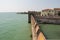 Fortified wall of Scaliger Castle in Sirmione, Lombardy, Italy