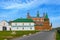 Fortified walls surrounding of Staraya Ladoga Saint Nicholas Staroladozhsky Nikolsky male monastery on the banks of the Volkhov