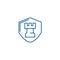 Fortress, castle shield line icon concept. Fortress, castle shield flat  vector symbol, sign, outline illustration.