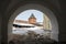 Fortress of the city of Veliky Novgorod of winter, an ancient arched vault.