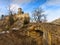 The Fortress Guaita viewed from The Pass of the Witches with stone bridge, San Marino