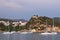 Fortress on hill Parga summer season landscape Greece