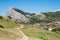 The fortress mountain and the view from it on the houses and buildings of the city of Sudak