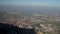 Fortress tower and lower part of San Marino city in morning