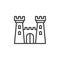 Fortress towers line icon